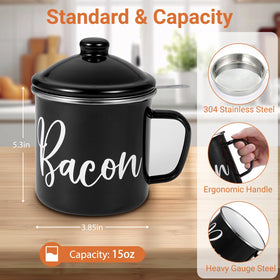 Fondpen grease container with built-in strainer for cleaner frying oil.