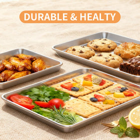 Fondpen baking sheets 10.5x8x1 inch compact top view for toaster ovens.