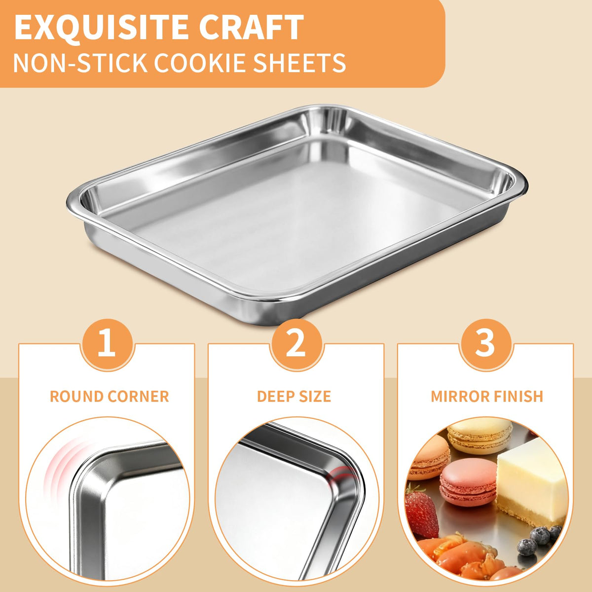 Fondpen baking sheets non-stick surface helps food release with parchment.