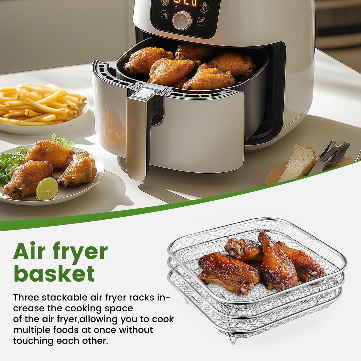 Fondpen Chefman XL 8-Qt rack supports larger batches with even heat.