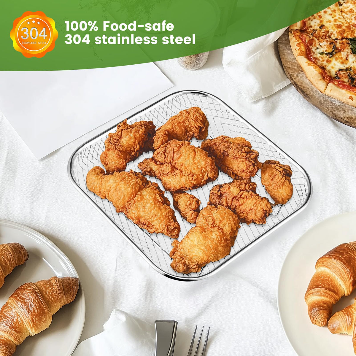 Fondpen Instant Vortex Plus rack enhances capacity and airflow for batch meals.