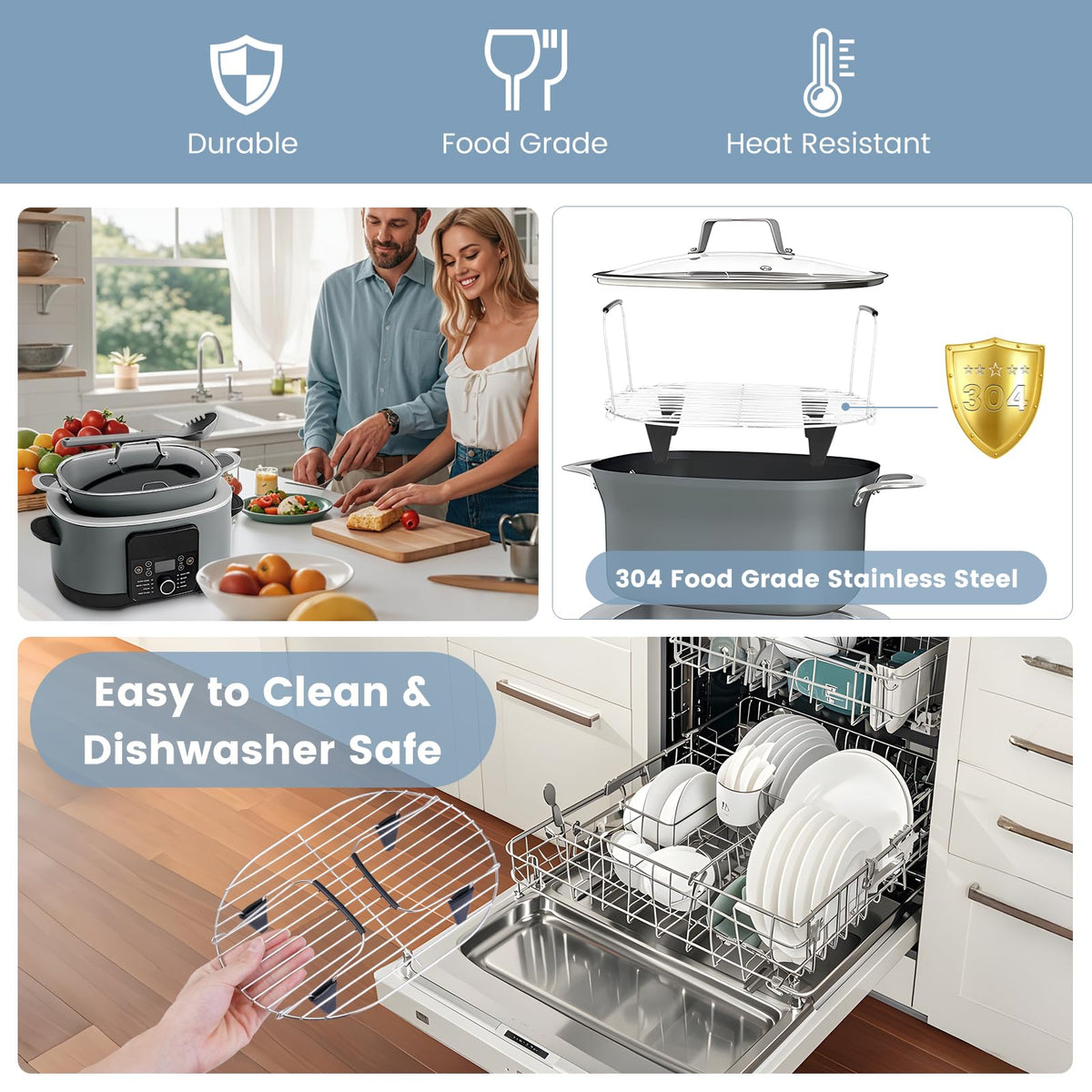 Fondpen Ninja crockpot accessory supports roasting and steaming versatility.
