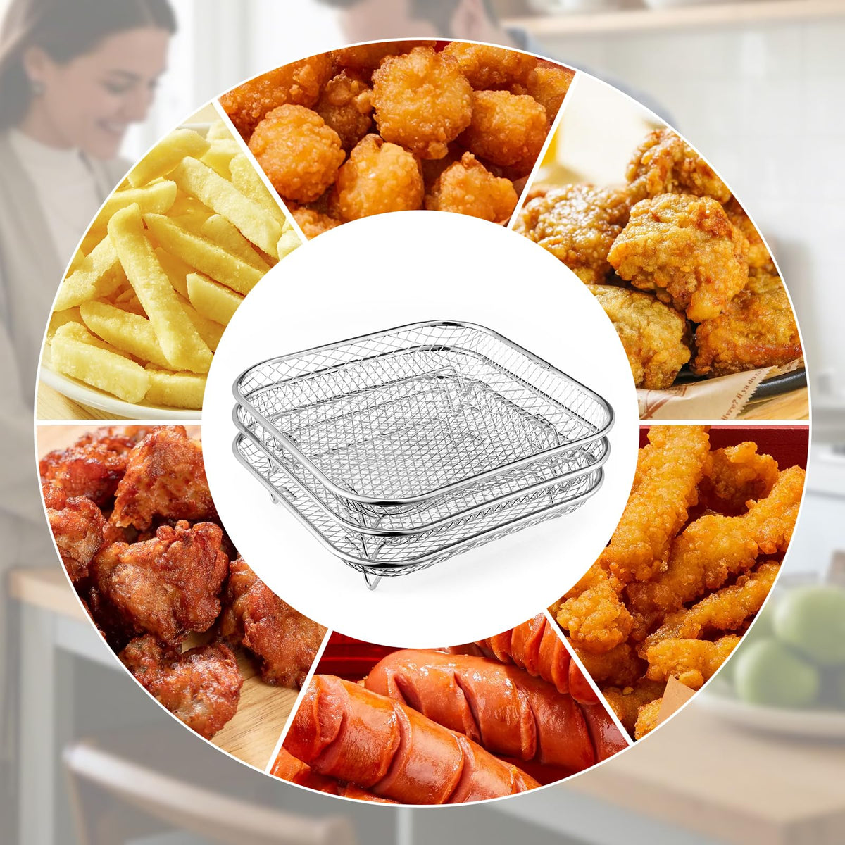 Fondpen Ninja Foodi Grill rack expands space for grilling and dehydrating.