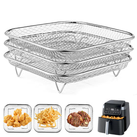 Fondpen square air fryer rack for 6qt models improves airflow for even crisping.