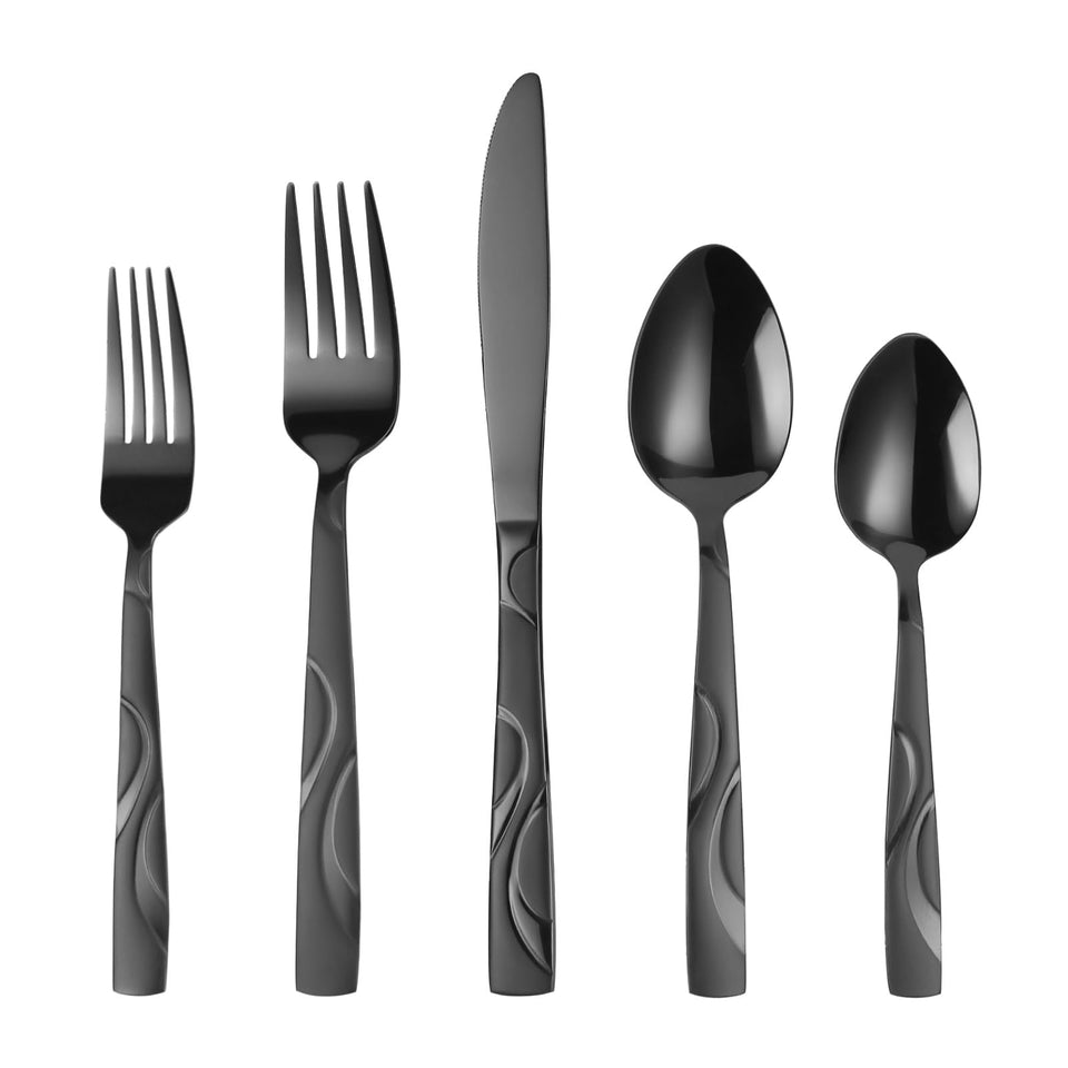 FONGDANLAITE black silverware set for six on table with sleek finish