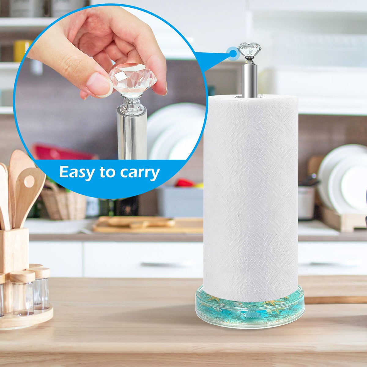 FONMY blue kitchen counter holder adds sea-inspired charm and practicality.