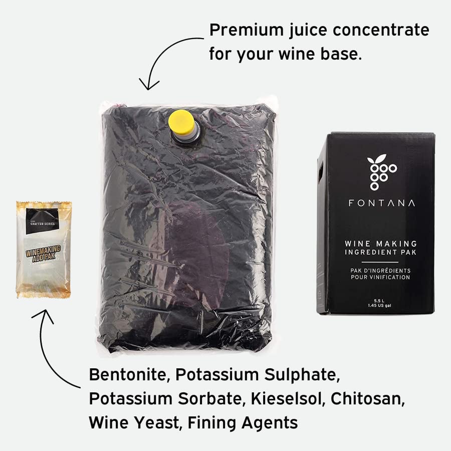 Fontana wine base and yeast shown for reliable fermentation at home