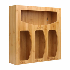 Food Ziplock Bag Storage Organizer neatly stores bags in a drawer for easy access.