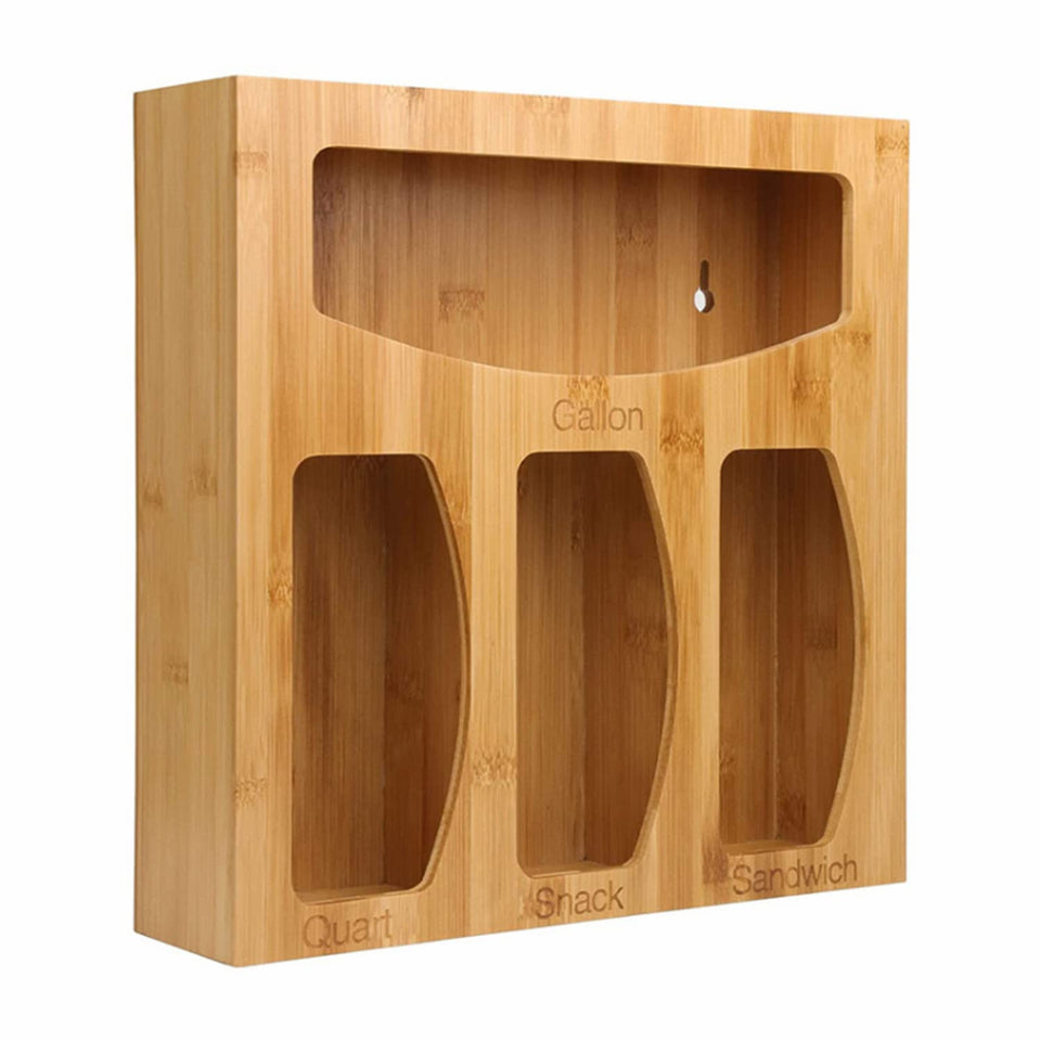 Food Ziplock Bag Storage Organizer neatly stores bags in a drawer for easy access.