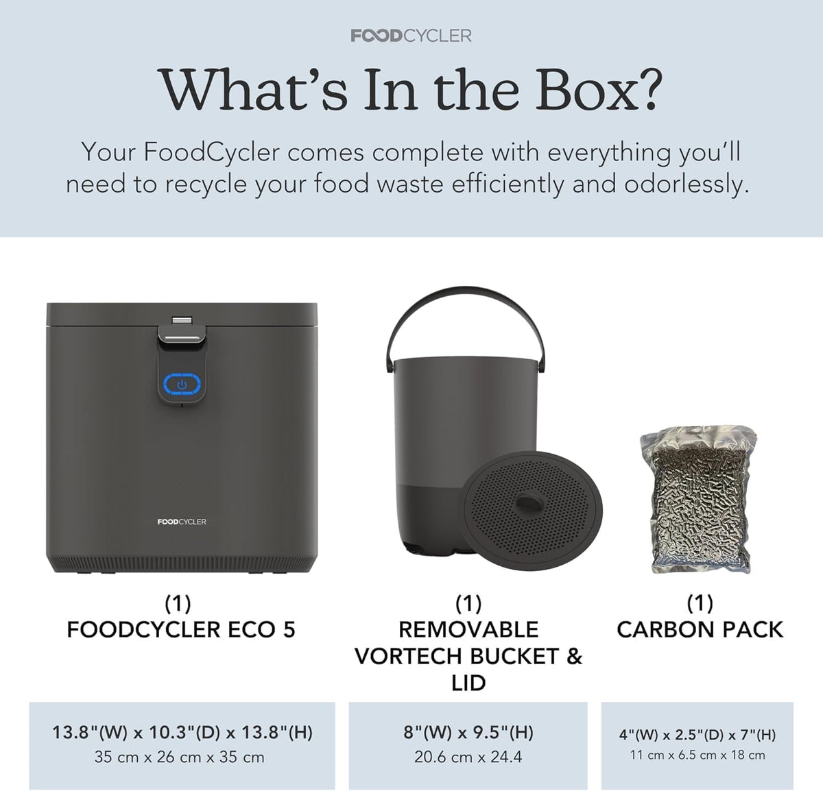 Food Cycler Eco 5 odorless-filter demonstrates odor control during waste processing.