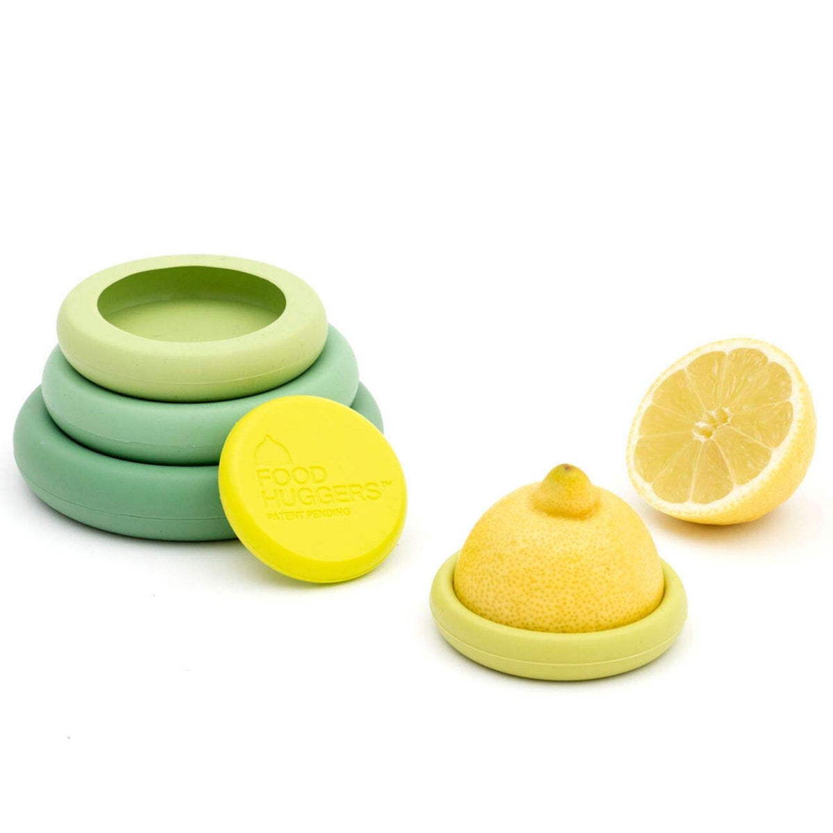 Food Huggers apple saver silicone sleeve on cut apple to prevent browning