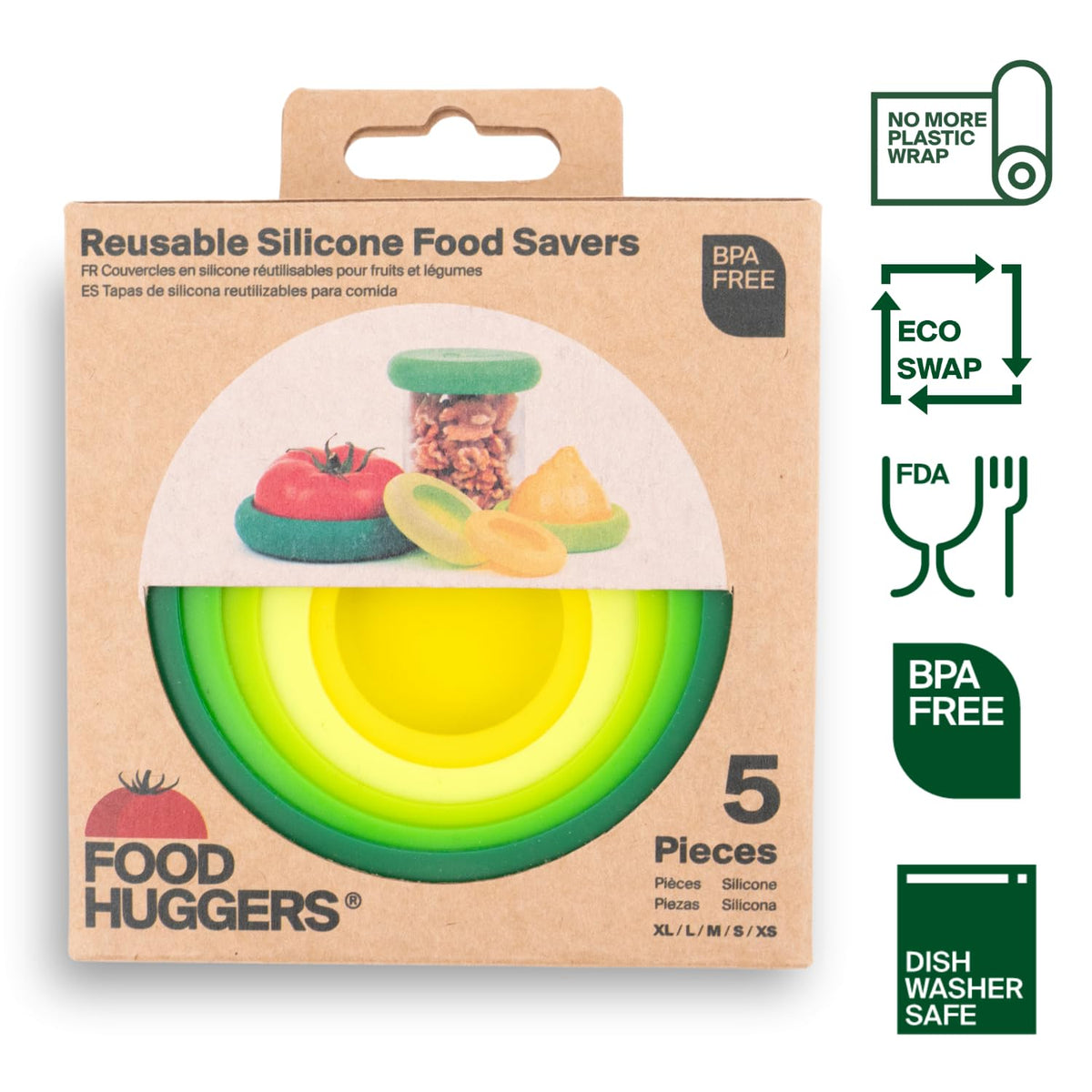 Food Huggers large round sleeve covers big halves for airtight storage.