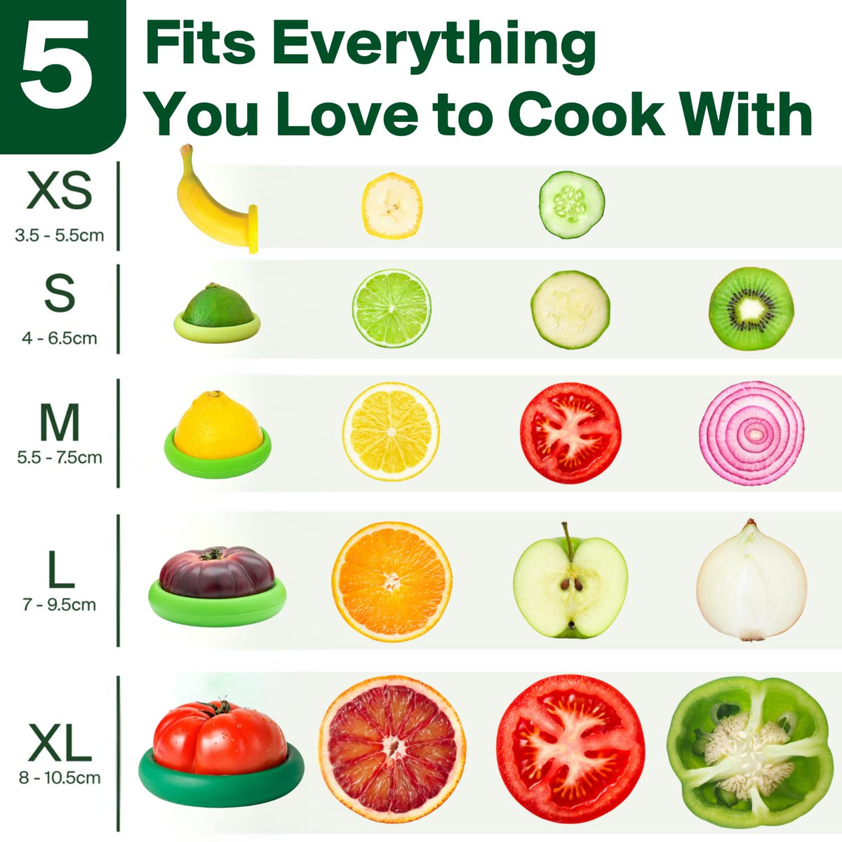 Food Huggers small round sleeve fits small halves for fresh leftovers.