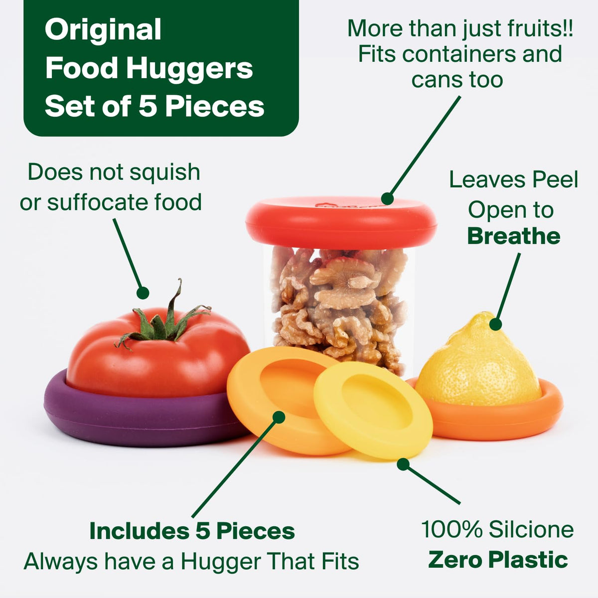 Food Huggers lemon half saver keeps citrus halves vibrant longer.