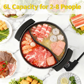 Food Party divider design showing split broth zones for spicy and mild flavors.