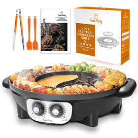 Food Party 2-in-1 hot pot and grill front view, ideal for family meals.