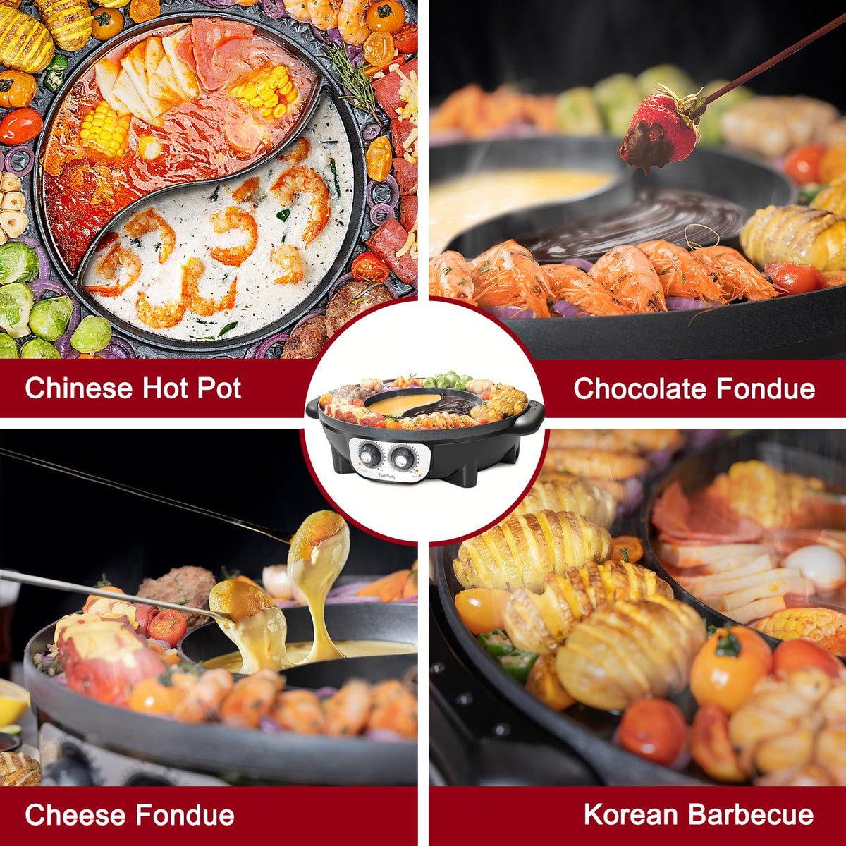 Food Party 2-in-1 lid close-up, easy steam management.