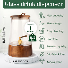 FOODLE glass beverage dispenser ready for lemonade setups.