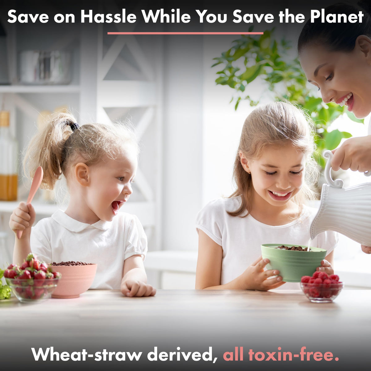 FOODLE Wheat Straw Dinnerware Set lightweight kit for travel and camping.