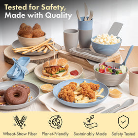 FOODLE Wheat Straw Dinnerware Set microwave-safe plate image showcases quick heat and serve