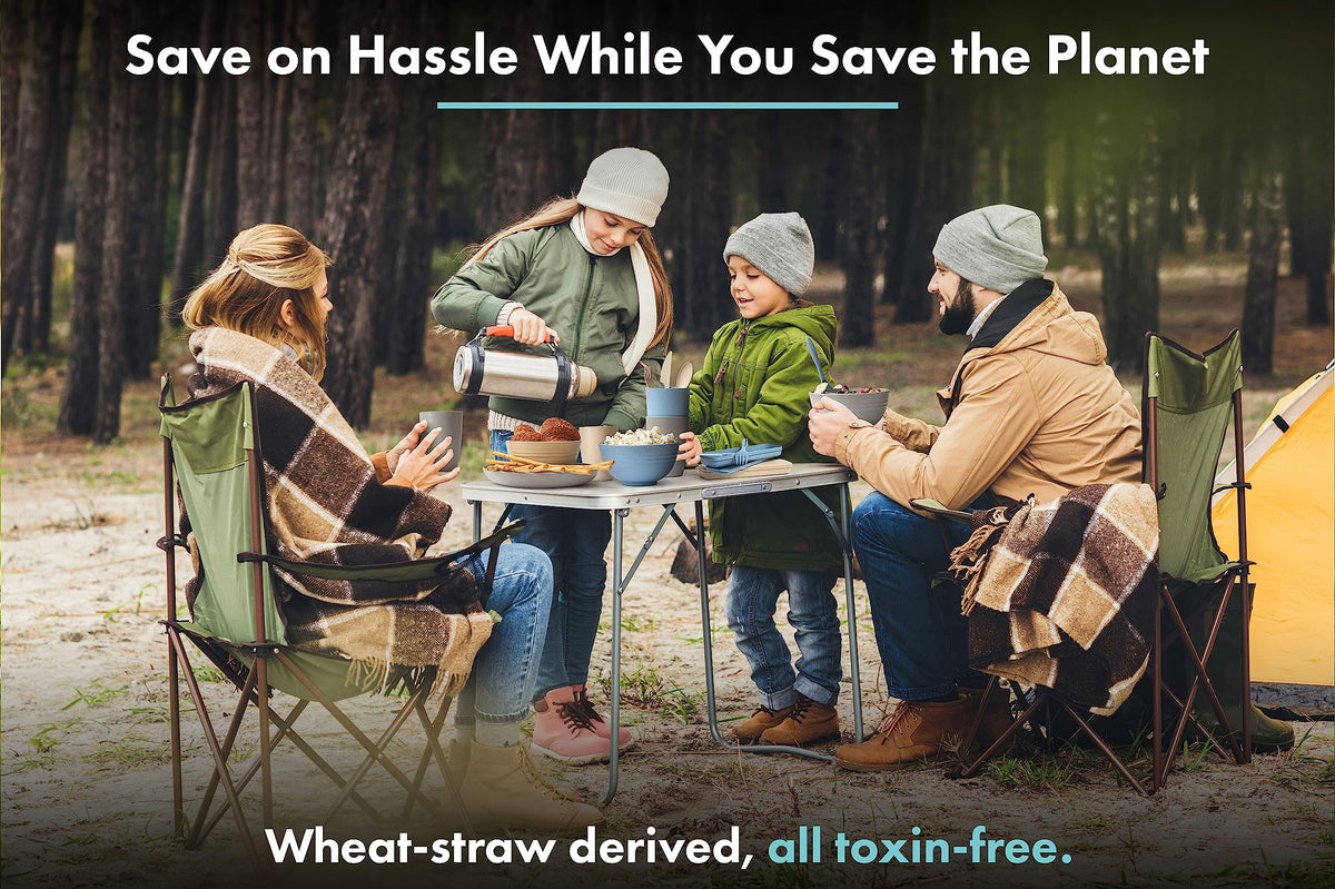 FOODLE Wheat Straw Dinnerware Set picnic-compact and ready for outdoor meals