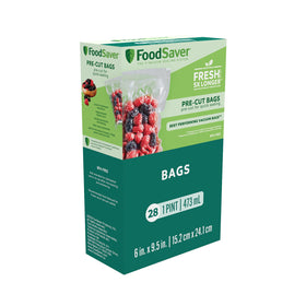 FoodSaver 1-Pint Precut Vacuum Bags for portioning and sealing foods efficiently.