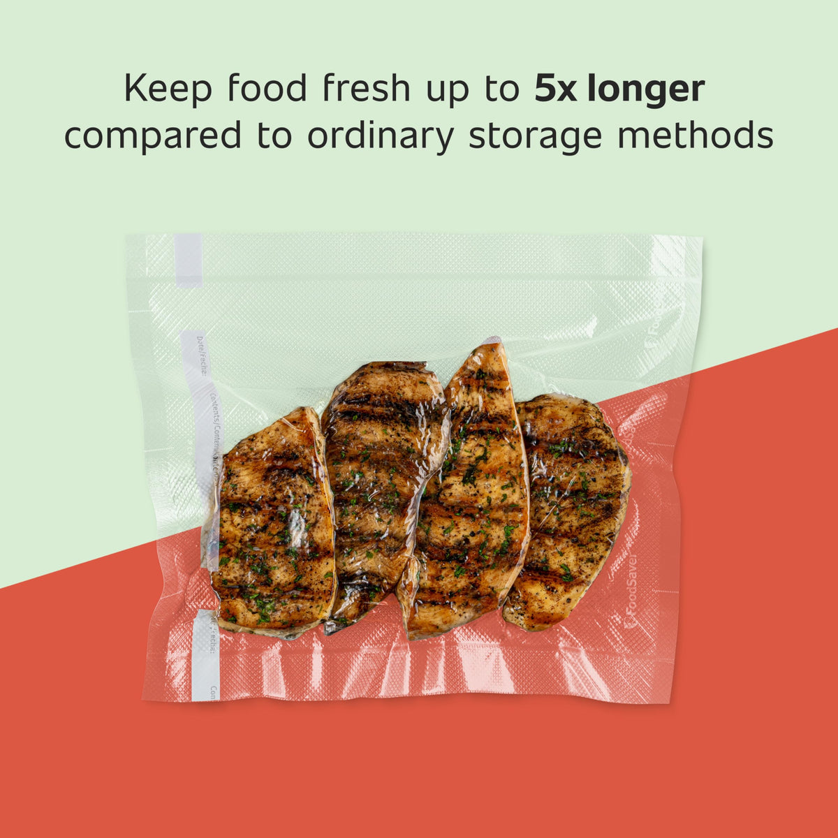 FoodSaver BPA-free material enables safe storage of raw and cooked foods