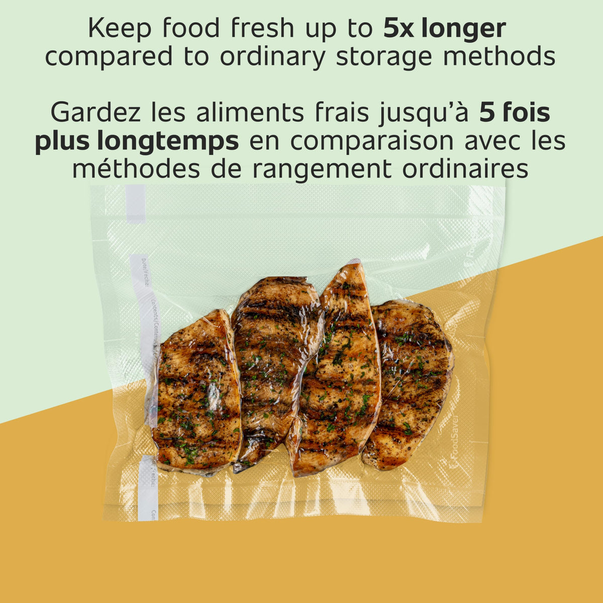 FoodSaver BPA-free multi-layer design for safe, durable storage of foods.