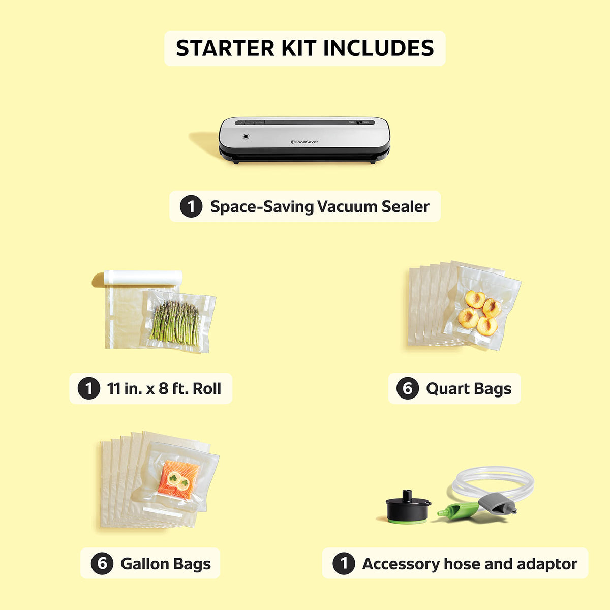 FoodSaver compatible with all bags and rolls for versatile sealing options.