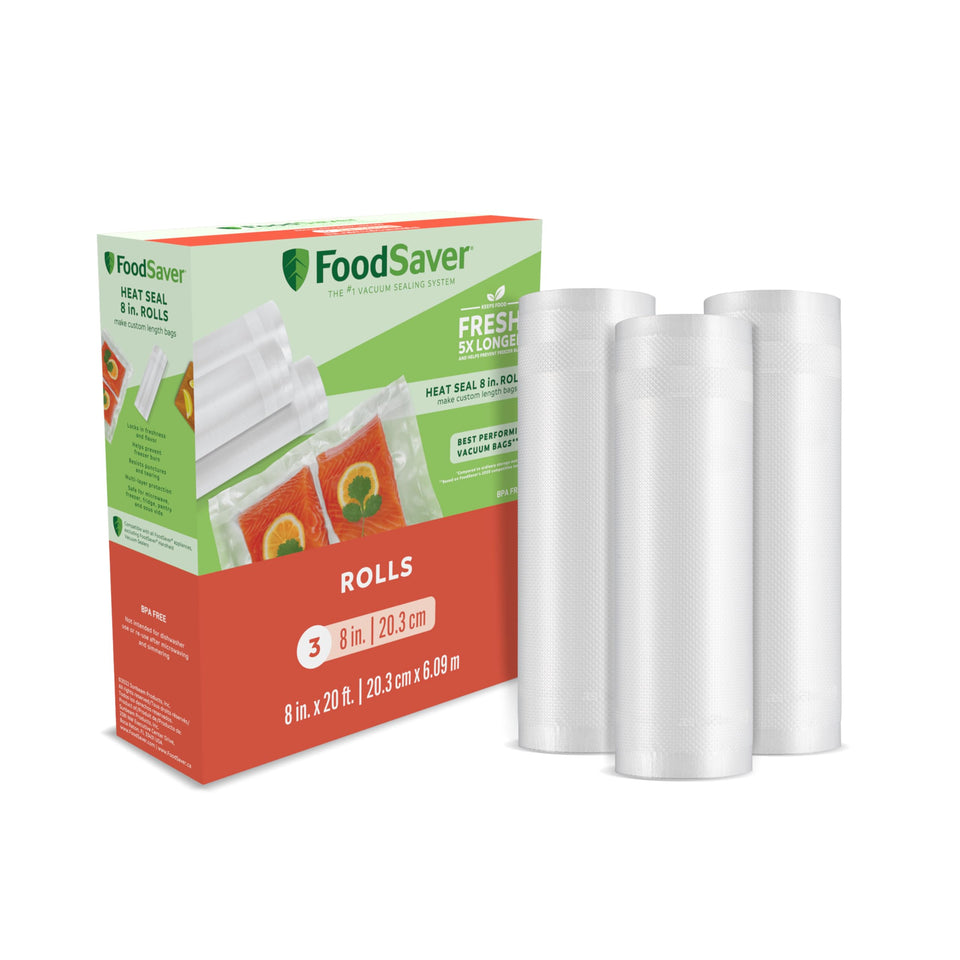 FoodSaver custom-fit bag roll 8x20 inches with airtight seal for extended freshness