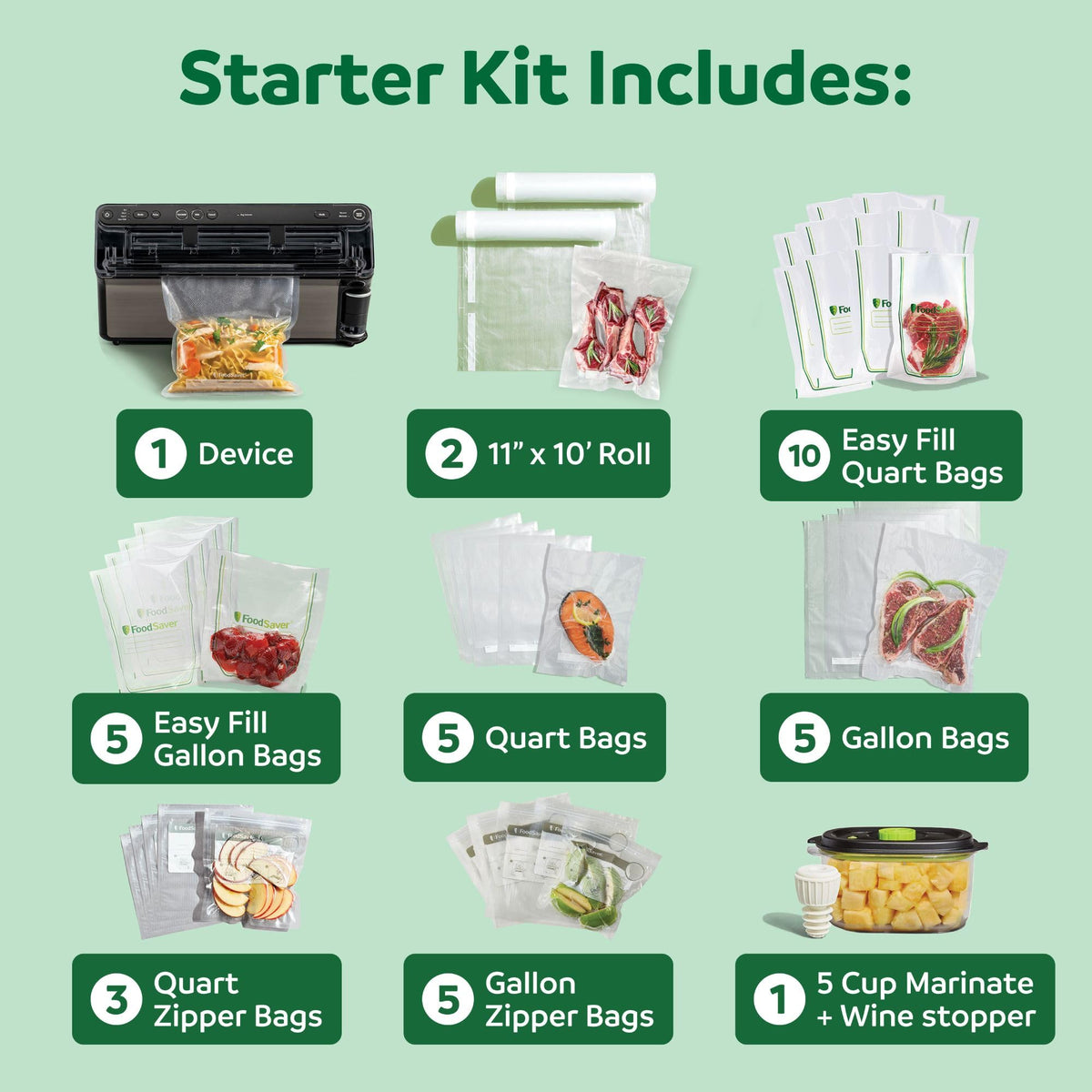 FoodSaver Elite Liquid+ 6-settings panel for customized sealing and prep.