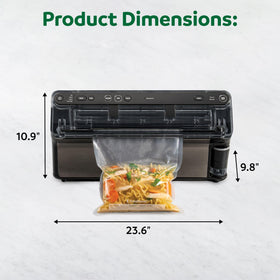 FoodSaver Elite Liquid+ cutter bar and roll storage for custom bags.