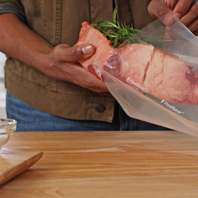 FoodSaver flexible bag roll enables custom-sized storage solutions.