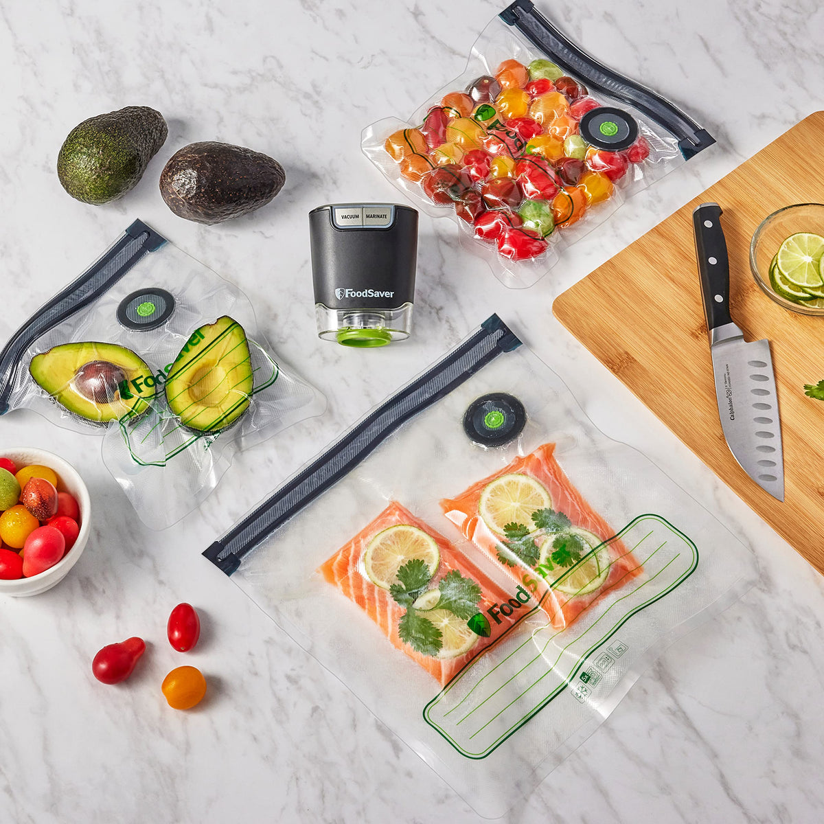 FoodSaver gallon bag microwave-ready image for quick reheating of cooked meals.