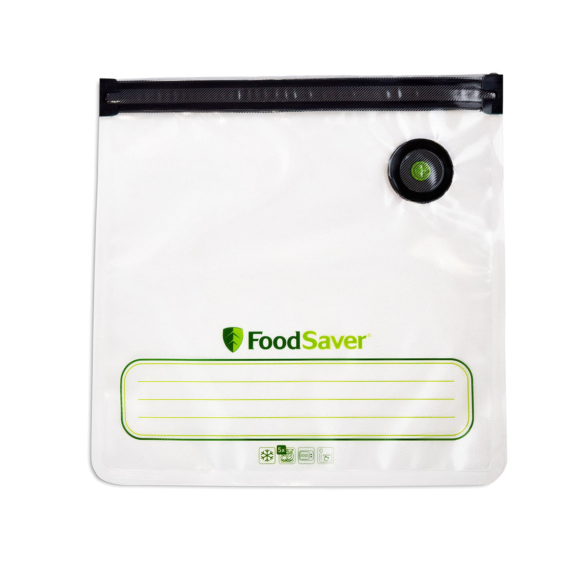 FoodSaver gallon bag pack front view for organized, reusable freezer storage.