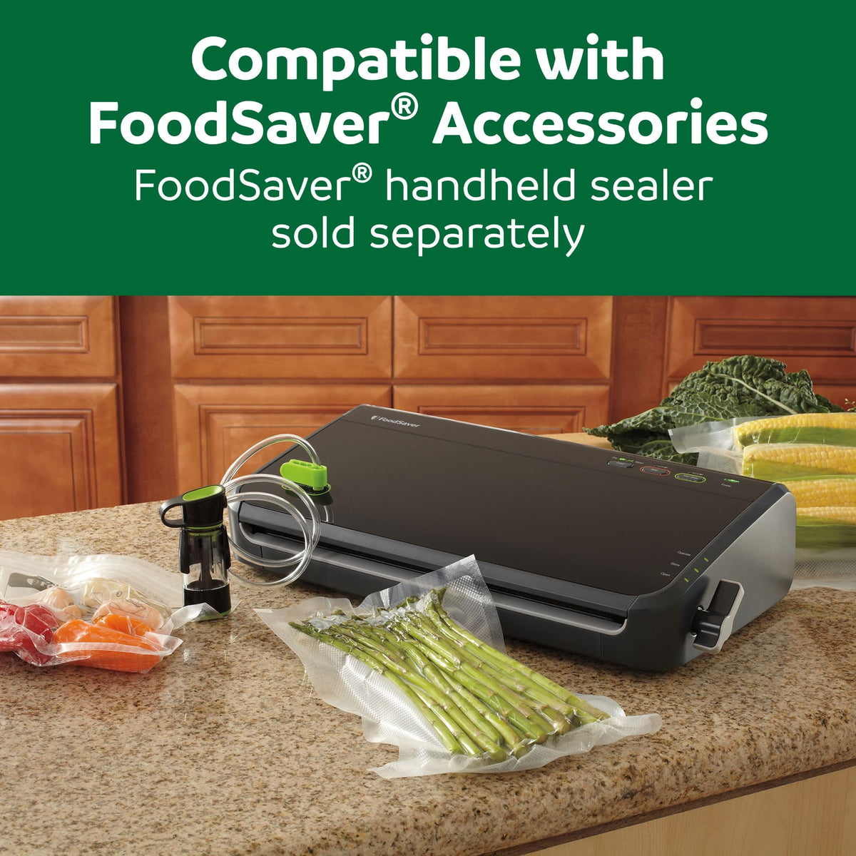 FoodSaver compact kitchen setup shown in a drawer.