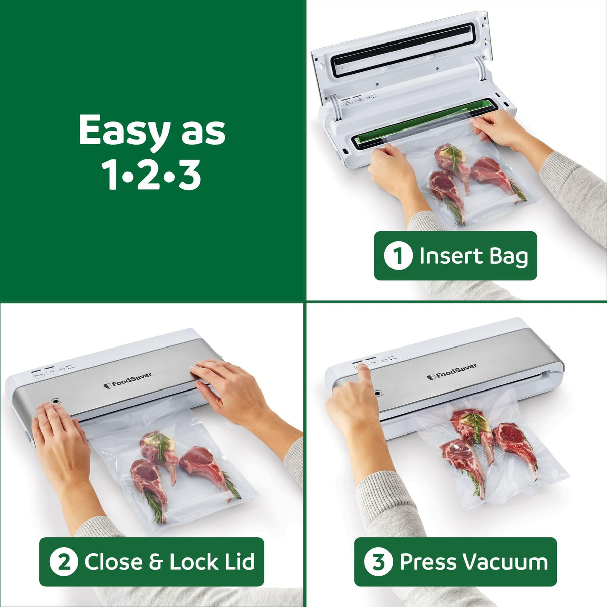 FoodSaver compact kitchen storage preserves freshness while saving space.