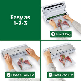 FoodSaver compact kitchen storage preserves freshness while saving space.