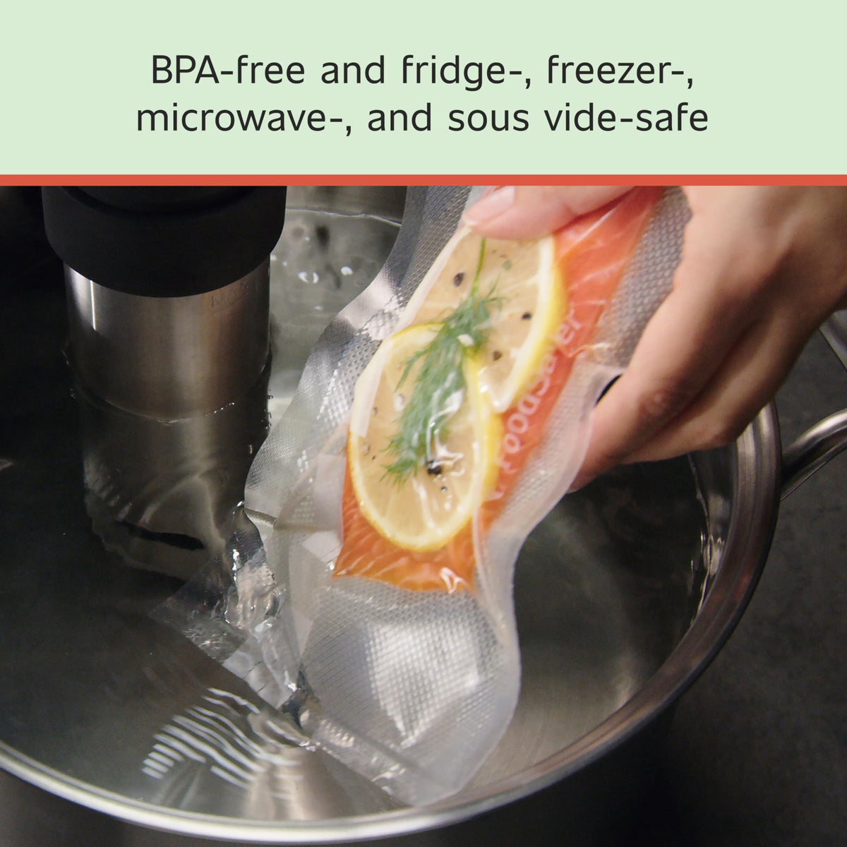 FoodSaver bag suitable for microwave reheating and boiling safely