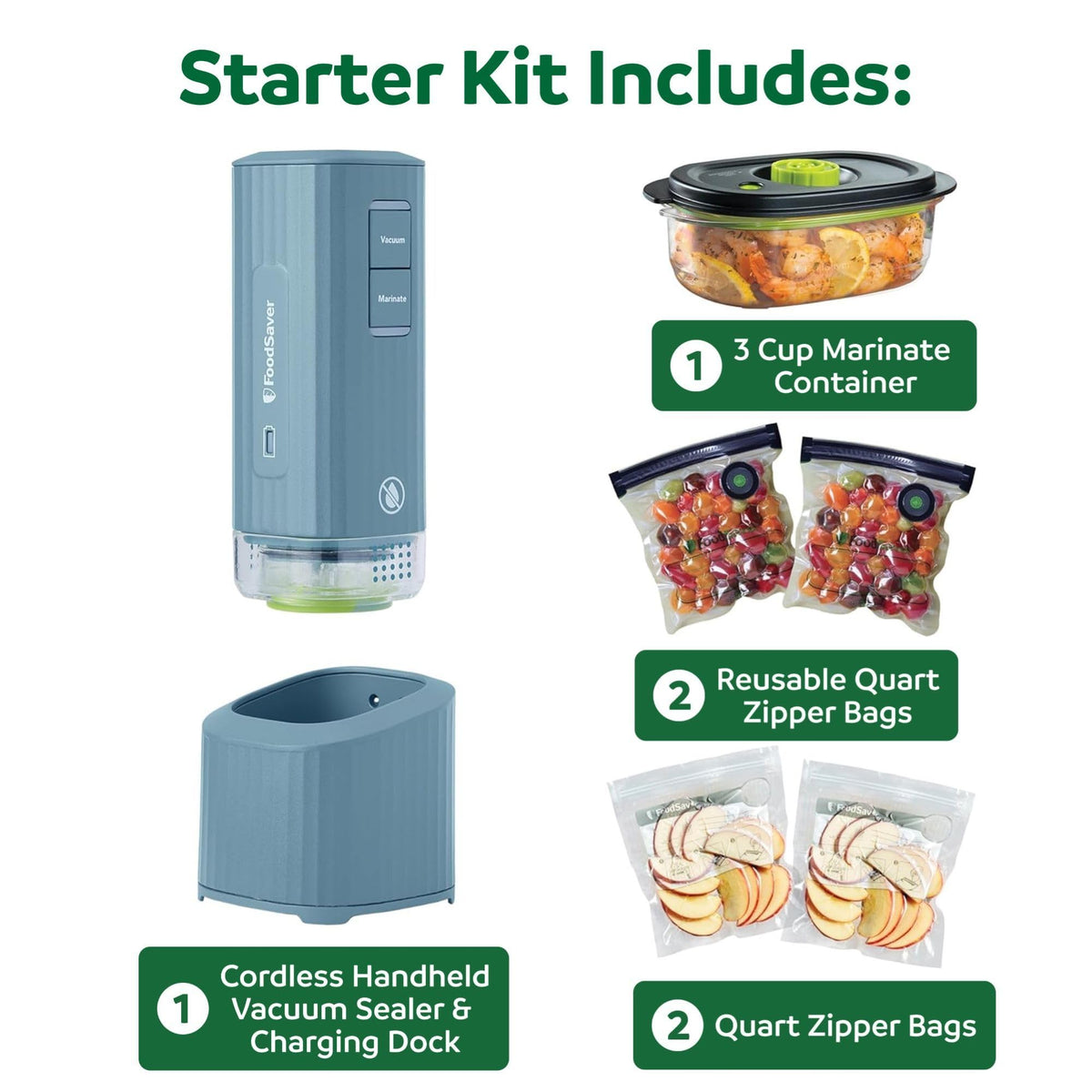 FoodSaver Mini marinate mode in use with the marinate container for fast flavor infusion