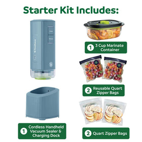 FoodSaver Mini marinate mode in use with the marinate container for fast flavor infusion