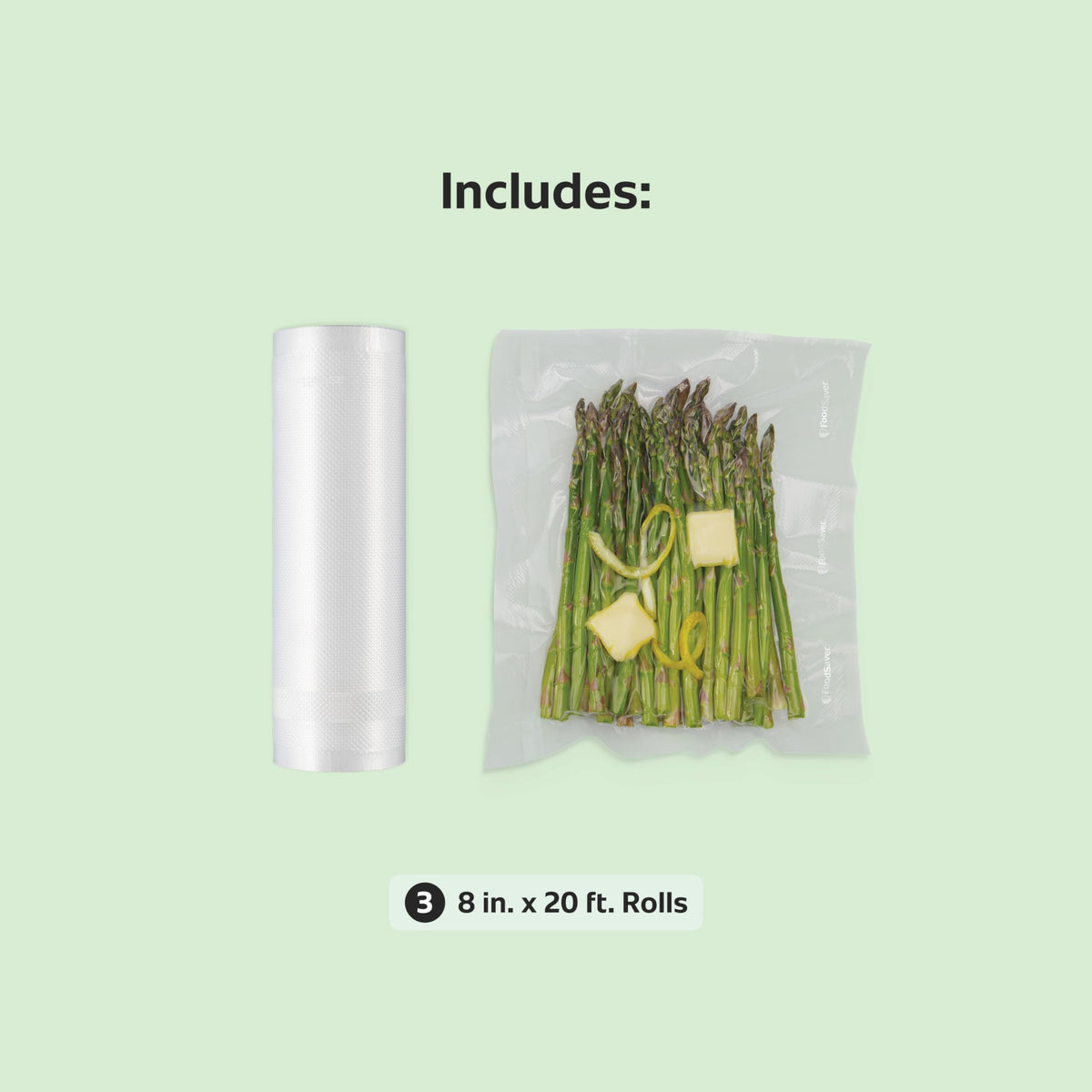 FoodSaver pack of three 8x20 inch bags ready for sous vide prep