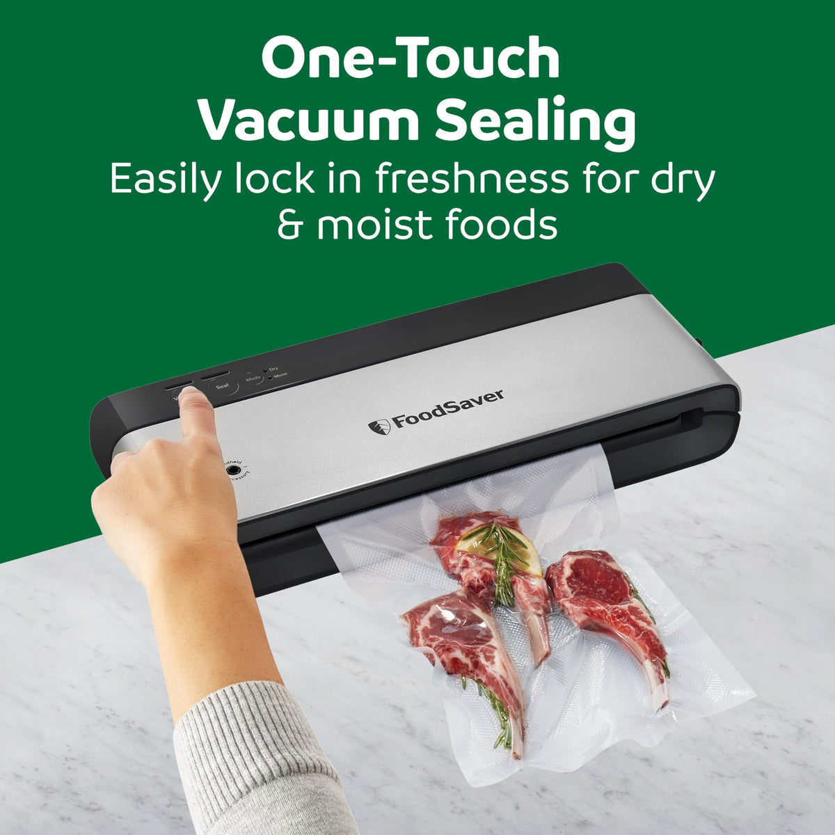 FoodSaver PowerVac compatible with all bags and accessories enables versatile sealing.