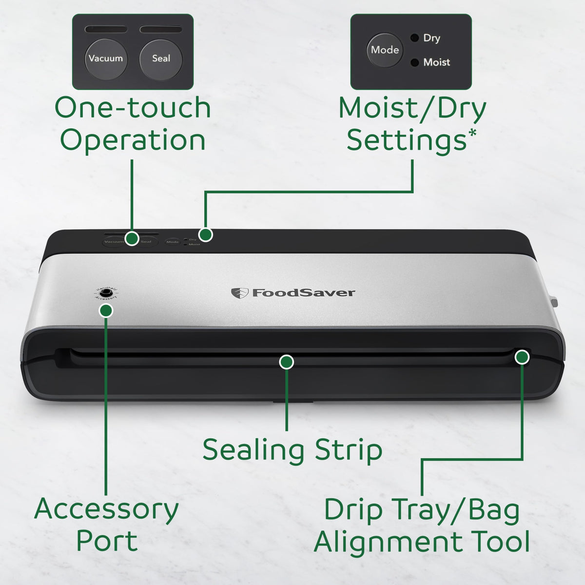 FoodSaver PowerVac included rolls and bags simplify setup right out of the box.