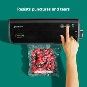 FoodSaver quart bags with multilayer design resist punctures and tears.
