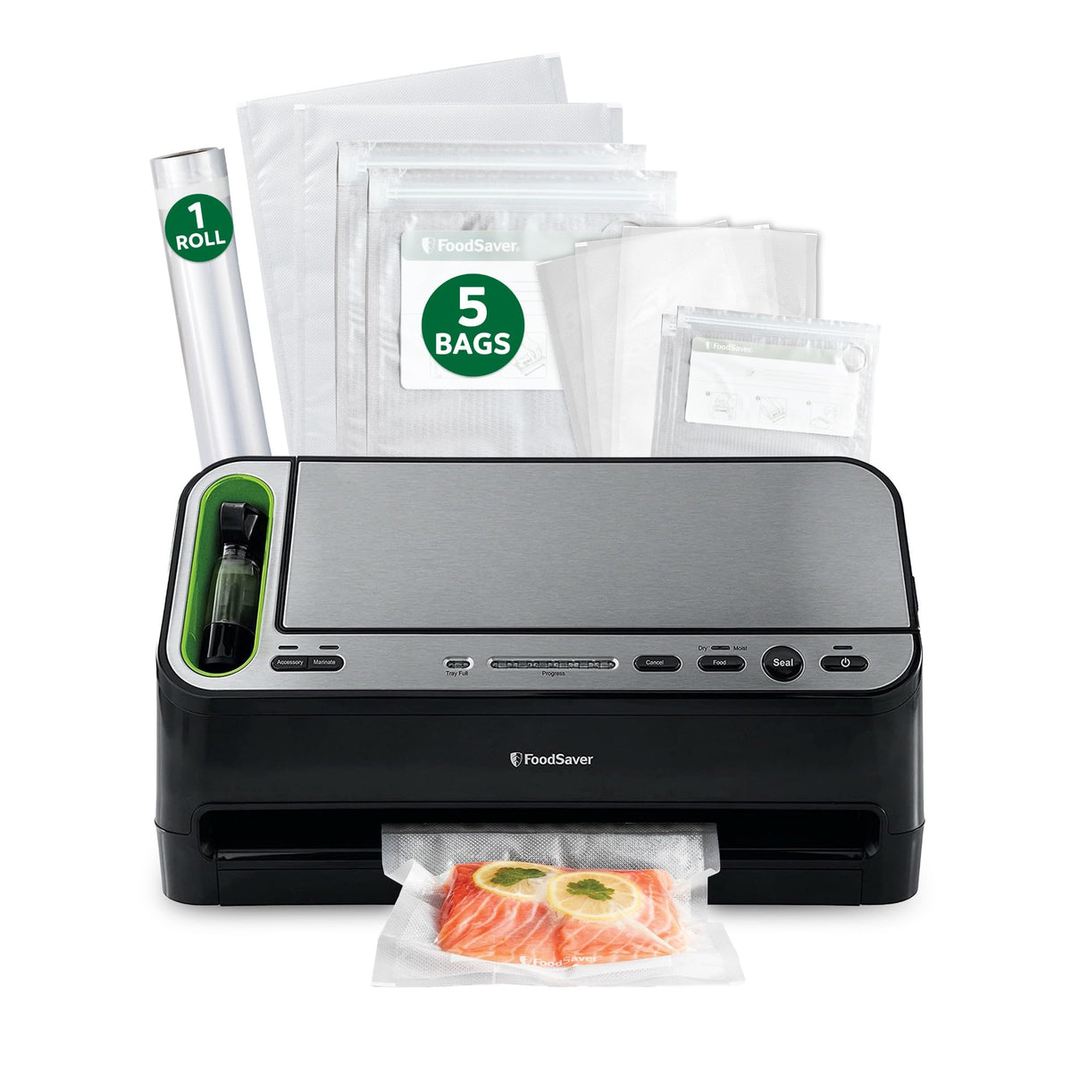 FoodSaver V4400 front view shows compact all-in-one design for quick meal prep.
