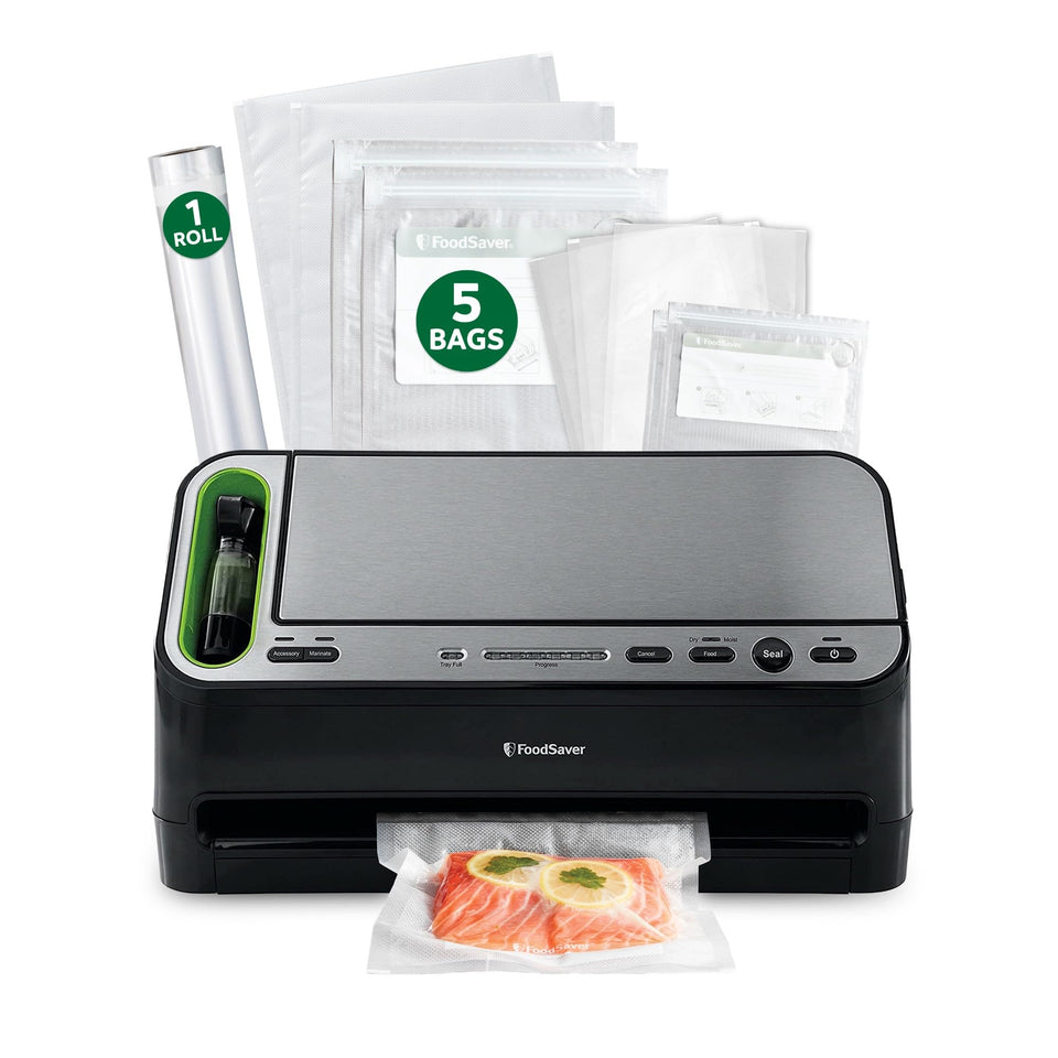 FoodSaver V4400 front view shows compact all-in-one design for quick meal prep.