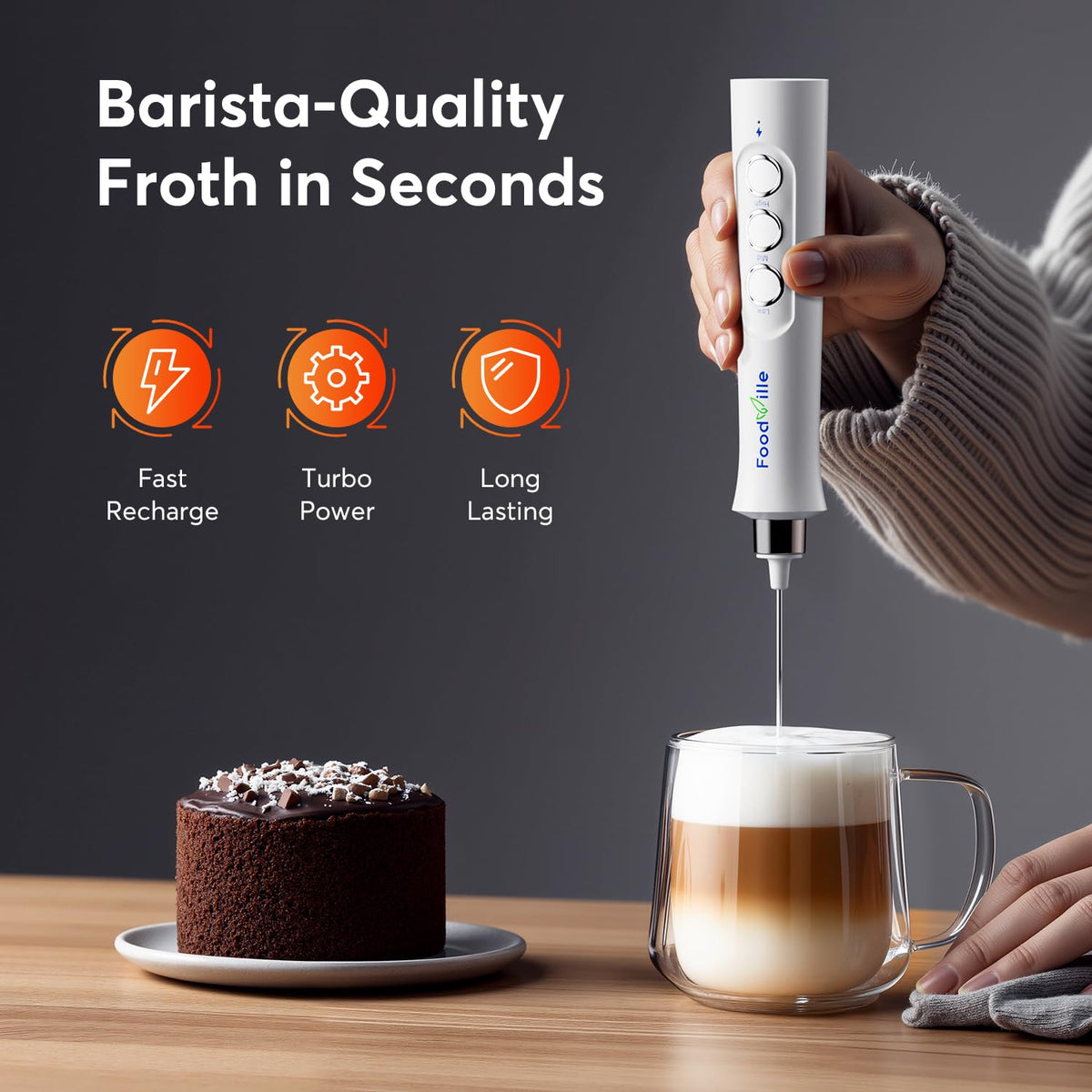 FoodVille MF02 three-speed settings to customize froth quickly.