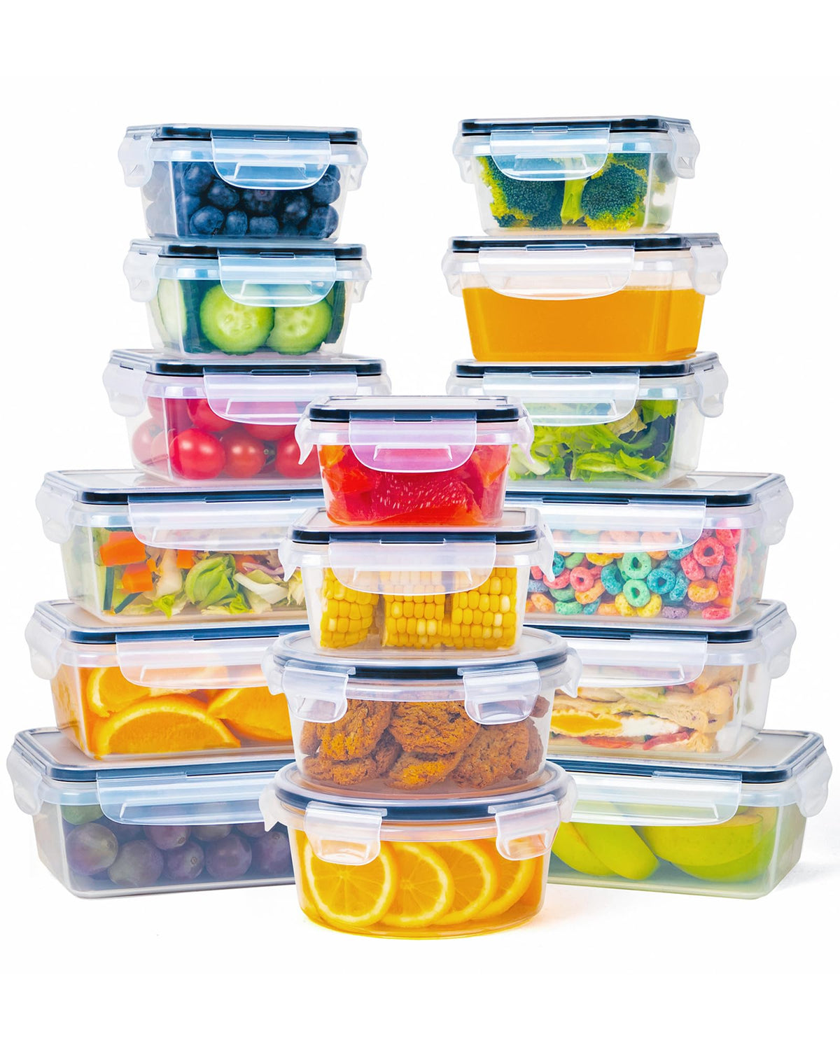 FOOYOO 32-piece containers with airtight lids for fresh, odor-free kitchen storage.