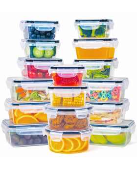 FOOYOO 32-piece containers with airtight lids for fresh, odor-free kitchen storage.